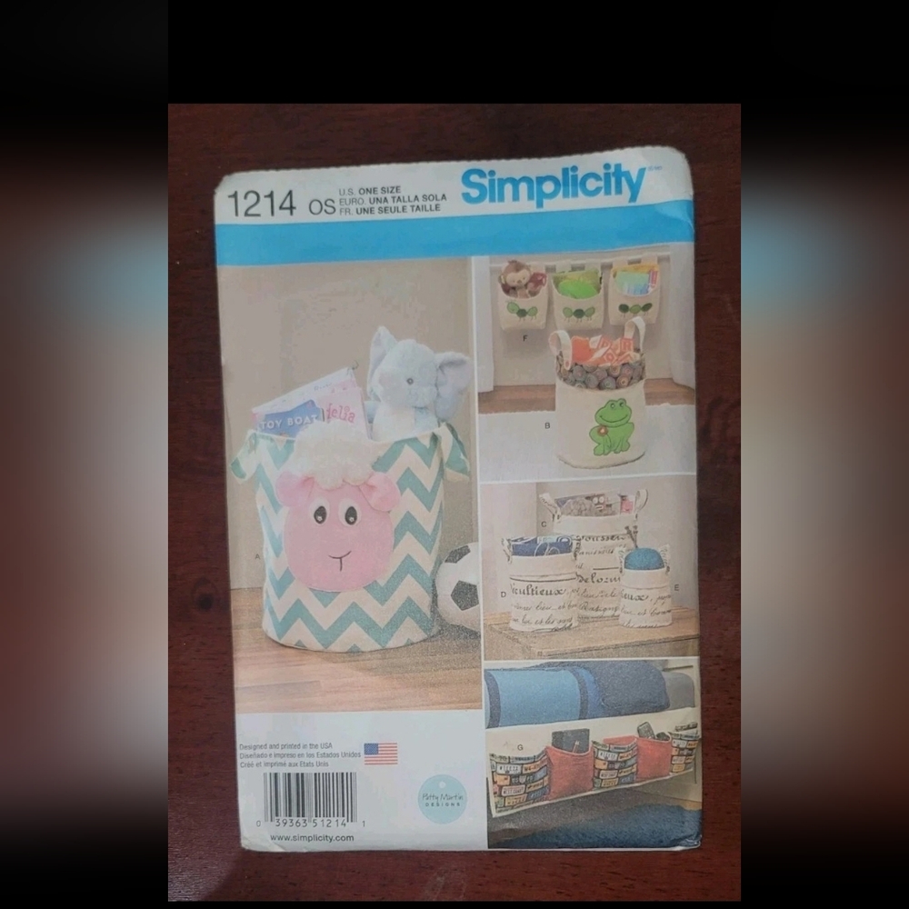 Simplicity 1214 OS Home decor Organizers Storage Bins Totes Sewing Pattern Uncut